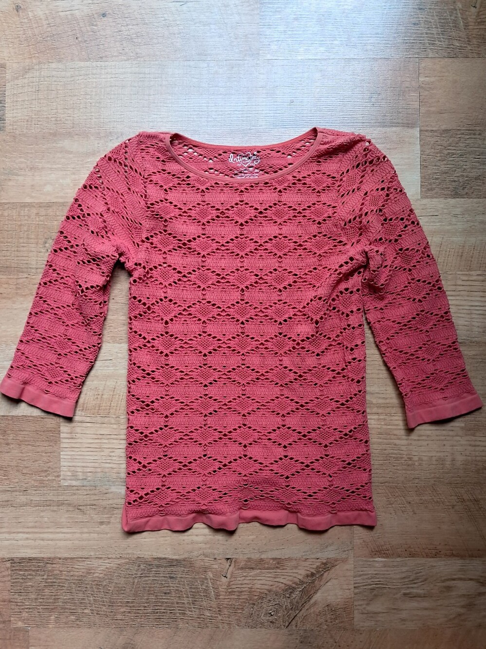 Intimately Free People Seamless Stretch Eyelet Orange Top M/L